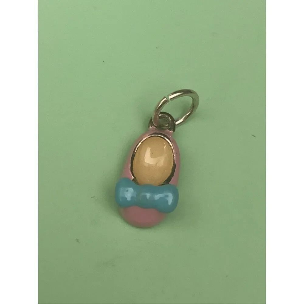 Pink Girls Shoe Vintage Sterling Silver Jewelry Charm
